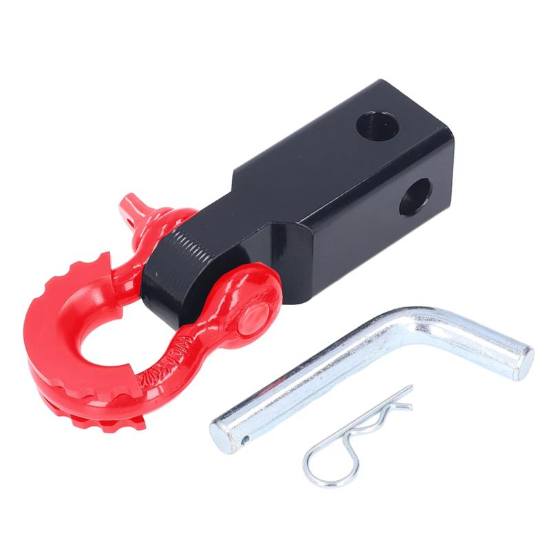 Universal 2In Shackle Hitch Hook Receiver Tow Hitch Receiver High Strength Steel For Cars Trucks Jeep Red + Black