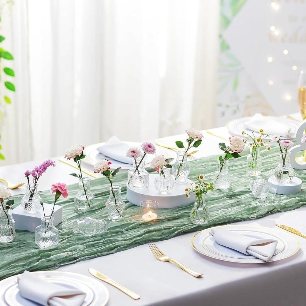 10PCS/SET Retro Relief Mini Glass Vase Crystal Clear Flower Vase Small Vase Set  Desktop Ornament