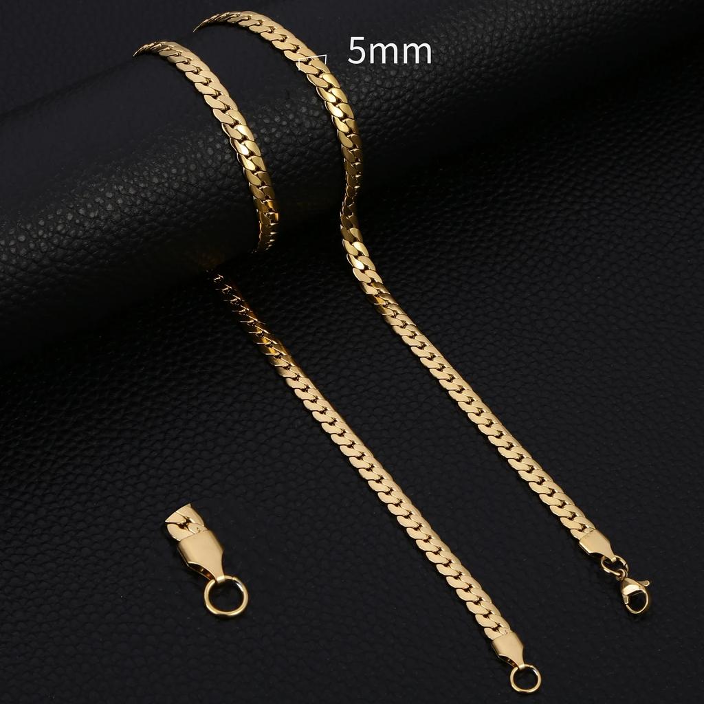 3-8MM Width Stainless Steel Chain Necklace For Men Women Gold Color High Quality Waterproof Choker Hip Hop Jewelry Gift