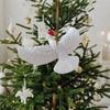 Peaceful White Flying Pigeon Ornament Resin Lifelike Hanging Bird Decoration for Christmas Tree Holiday Home Decor