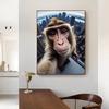 Funny Monkey Selfie Happy Chimpanzee Poster with Print Canvas Painting Animal Wall Art for the Living Room Home Decor Cuadros