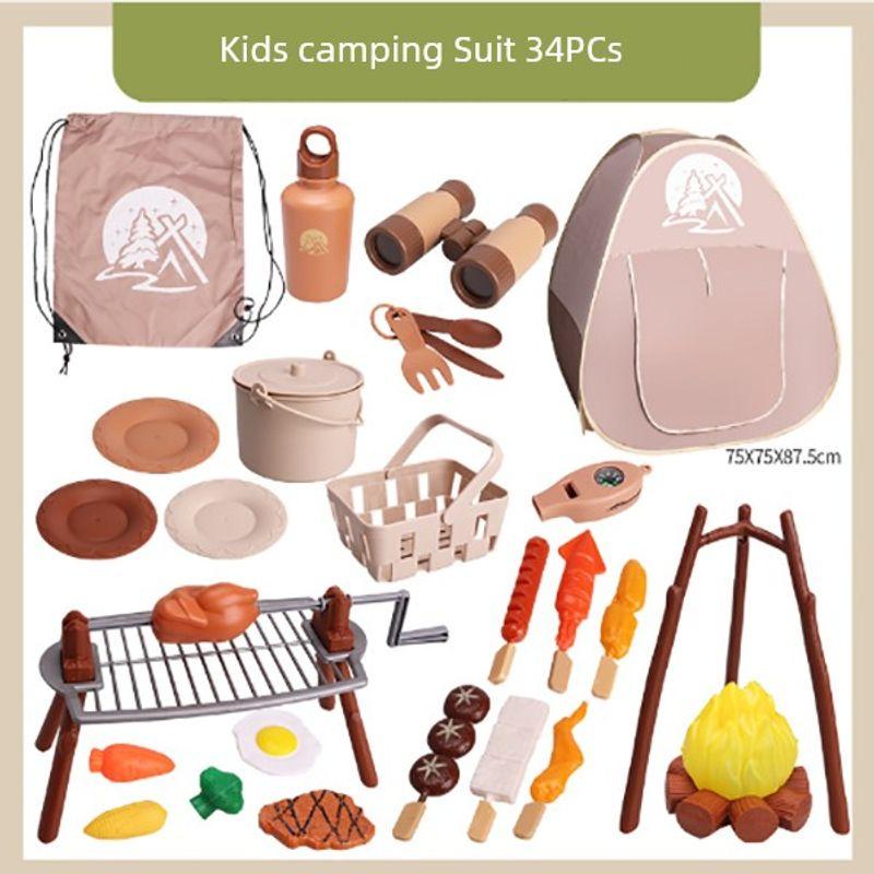 

Kids Artificial Outdoor Camping Tent Play House Cooking Tableware Storage Mat Suit Toy 3 Years Old 6 Baby Gift Camping Suit 34 piece set [tent can be stored]]