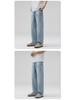 LKTM Men's Retro Washed Ice Blue Jeans - High-End, Versatile, Loose-Fit, Ripped Style