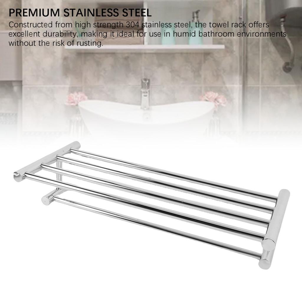 Towel Rack Stainless Steel Wall Mounted Towel Holder Space Saving Towel Hanger Bath Towel Shelf for Bathroom