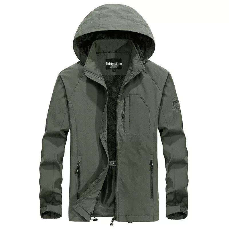

Men s Waterproof Military Hooded Windbreaker Suit for Outdoor Mountaineering XXXL армия зеленый