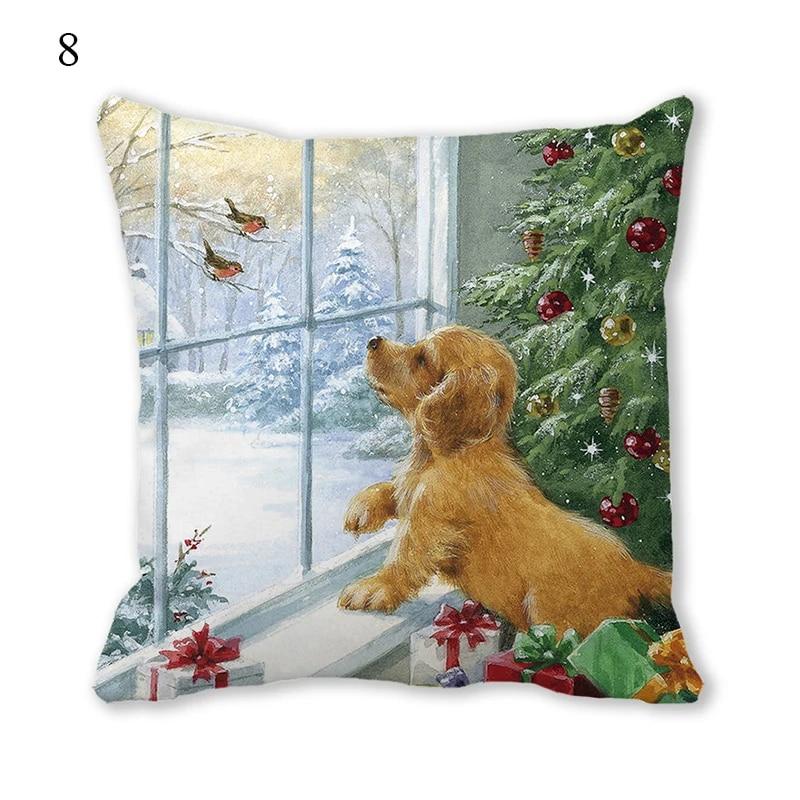 Husă de pernă de Crăciun Animal Câine Pisică Ghirlanda de biciclete Pom de Crăciun Decor de Crăciun Birou Canapea Pat Mașină Husă de pernă