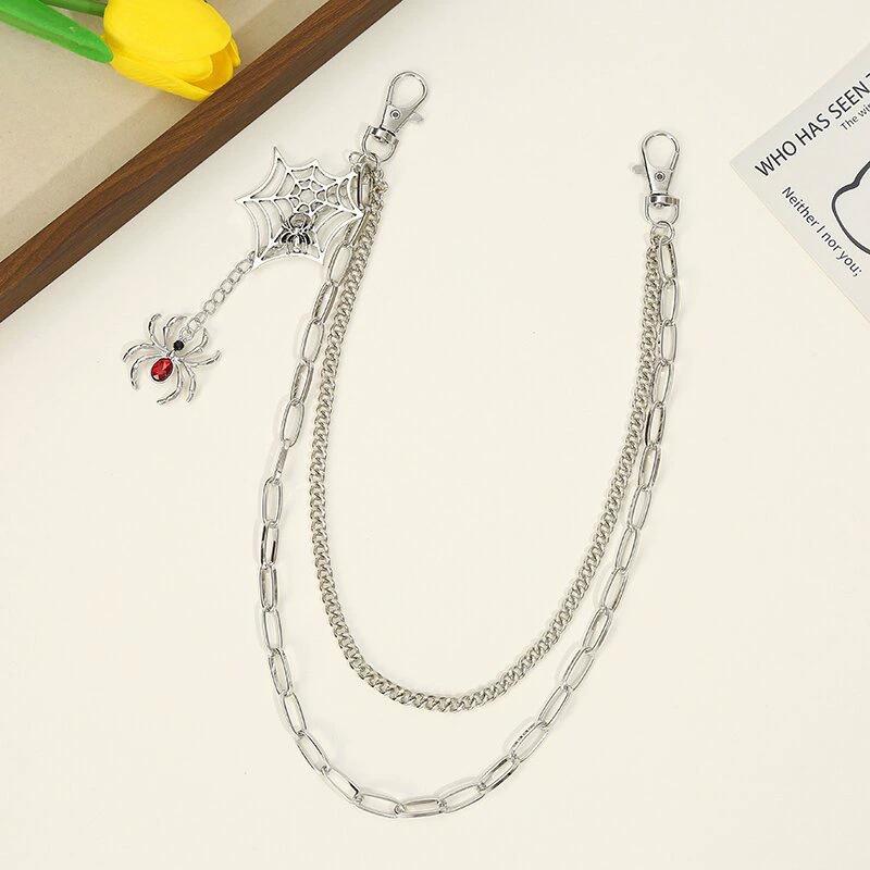 Fashion Versatile Punk Metal Pants Chain Hip Hop Spider Web Pendant Jeans Chain Multilayer Pants Decoration Waist Chains Gifts