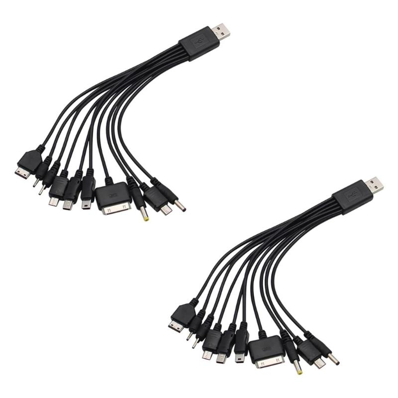 

Универсальный USB-кабель для зарядки 10 в 1, быстрая зарядка, многопортовый кабель для передачи данных для телефонов, планшетов, динамиков, 23 см, компактный 1