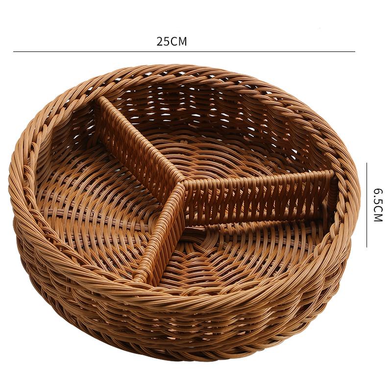 Imitation Rattan Storage Basket Fruit Basket Snack Tray Refreshment Tray Candy Box Dried Fruit Plate Fruit Plate Storage Box