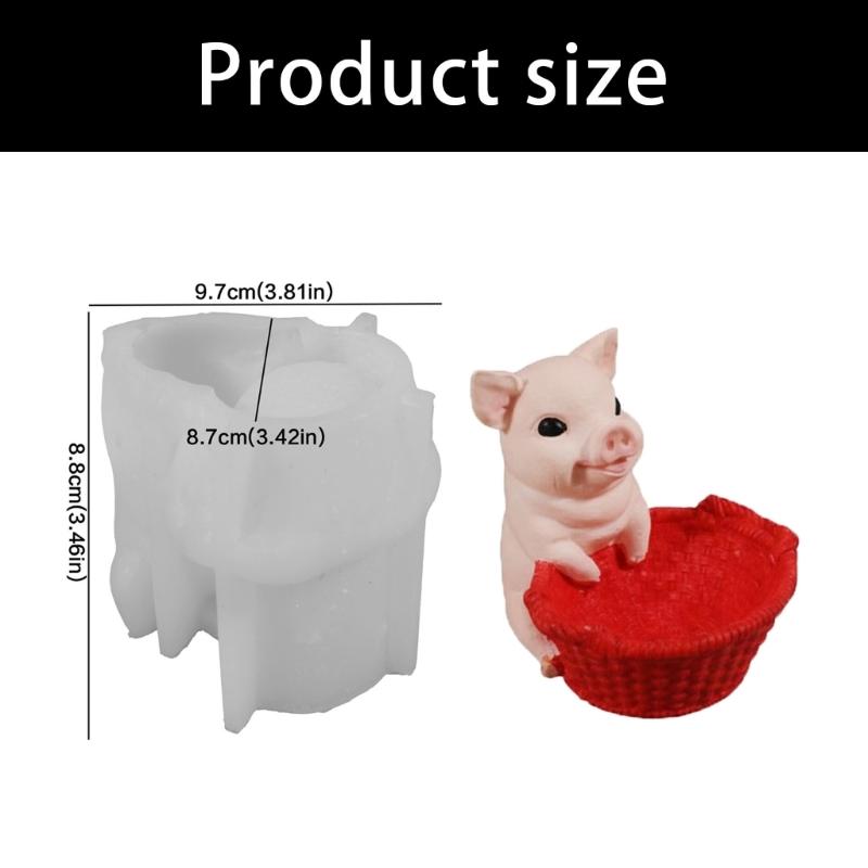 Pig Basket Silicone Flowerpot Mold for Resin Concrete Crafts Decorative Planter Candle Cups and Gift Container Making