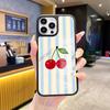 Amazon Hot-selling Minimalist Striped Cherry for Apple 17pm Frosted Glass 16/15 Creative Phone Case
