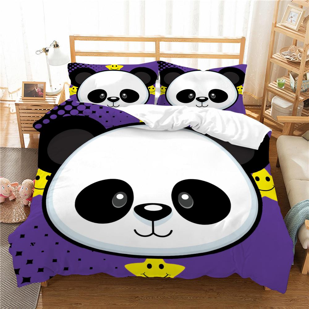 3D Panda potištěný povlak na polštář a povlak na přikrývku Sada ložního prádla pro domácnost Pohodlné ložní prádlo