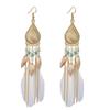 Feather Fringed Earrings Women's Water Drop Long Ethnic Style Retro Temperament Versatile Exaggerated Earrings