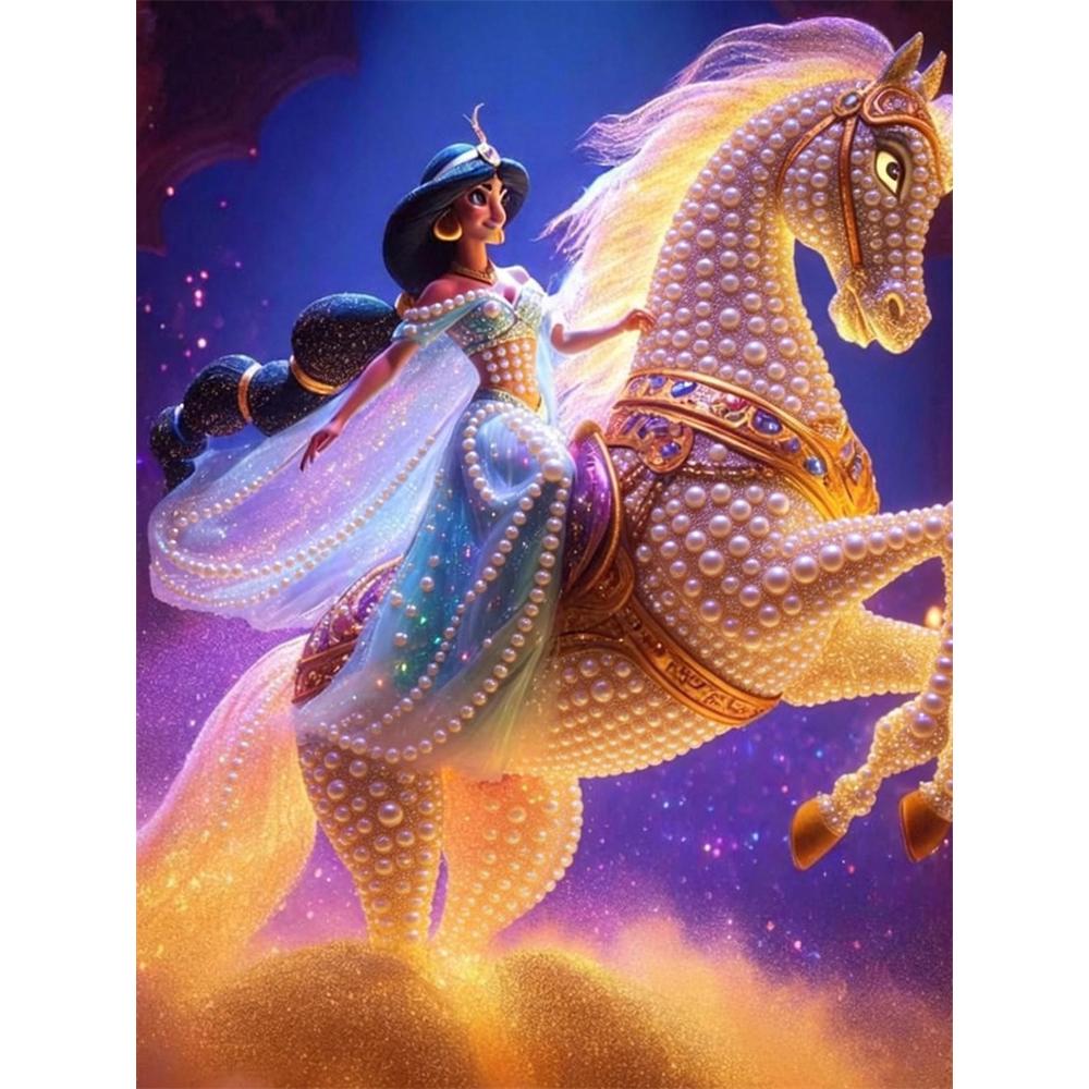 

Disney Pearl Painting Set Arabian Nights Princess Jasmines Cloud Horse Language Home Wall Decoration Handmade Gift 35x45cm