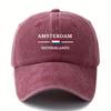 Cappellino da Baseball Unisex alla Moda e Versatile con Lettere Stampate AMSTERDAM, Leggero per l'Esterno, Visiera Curva, Cappellino da Baseball da Autista di Camion