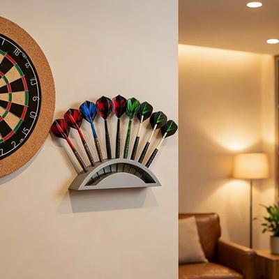Soporte de Pared para Dardos Soporta Hasta 9 Dardos Impreso en 3D Ahorra Espacio Acero Suave Organizador de Dardos Soporte Estante de Almacenamiento Accesorios para Dardos