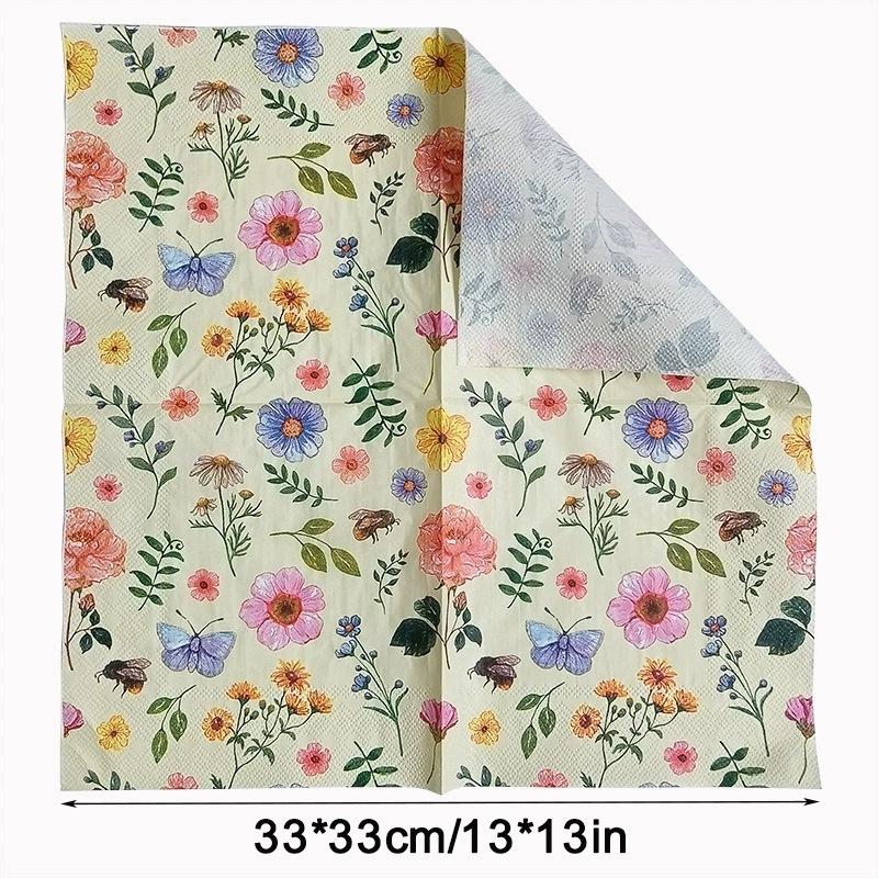20pcs/pac Floral Printed Paper Napkins for Wedding Colorful Facial Tissues for Party Table Setting Disposable Dinner Napkins