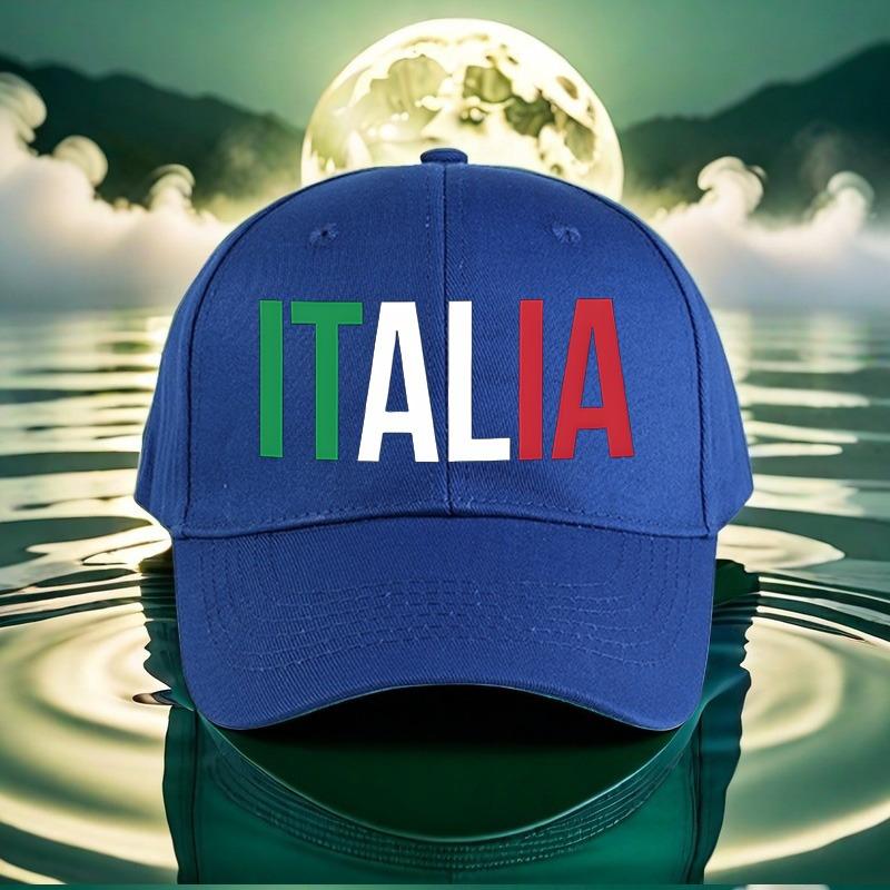 Italia Graphic Baseball Cap Unisex Black Peaked Hat with Italian Flag Design Perfect Travel Street Fashion Sports Outdoor Fun