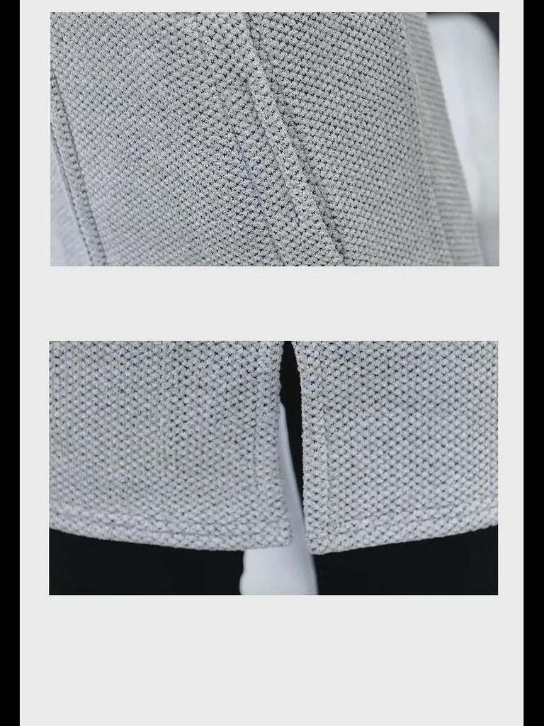 Herr Mellanlång Stickad Kofta med Huva - Höst/Vinter, Lös Passform, Plus Size