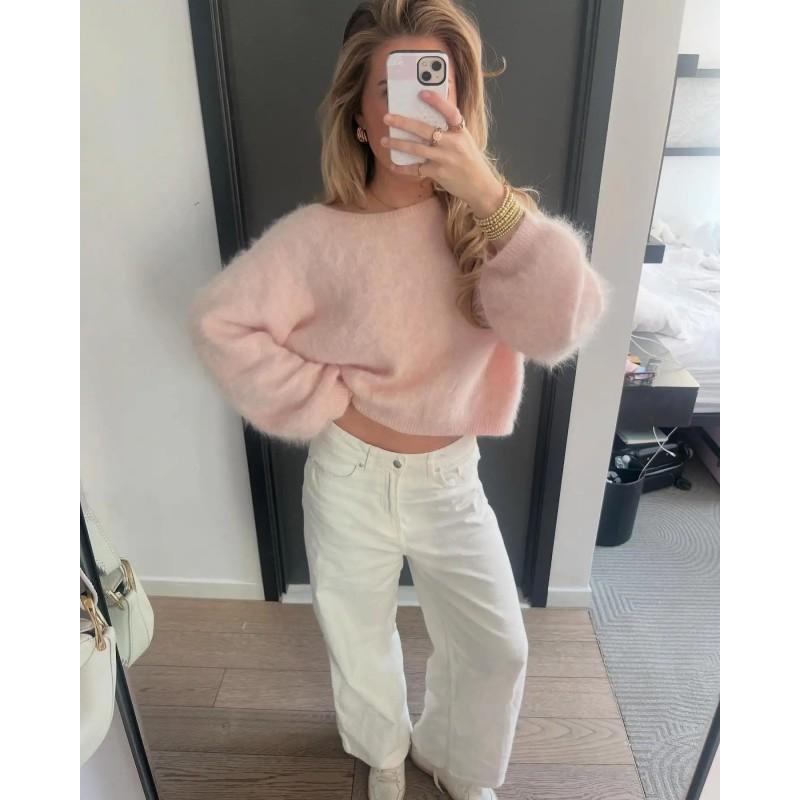 Loose Knit Cardigan Sweater Vintage Style Long Sleeve Soft Warm Top