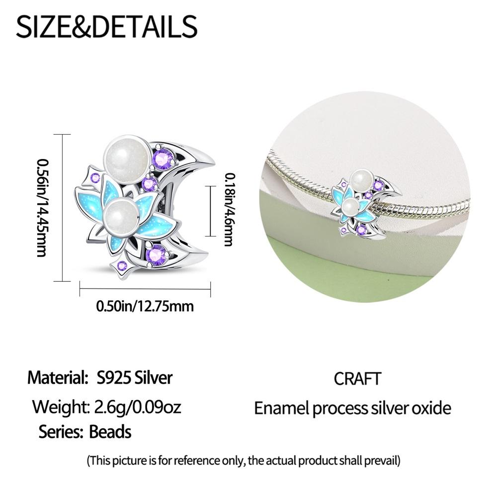 Original Charms Copper Moon Lotus Pearl Lucky Charm Beads Fit Bracelet Women Jewelry Making Diy Gift