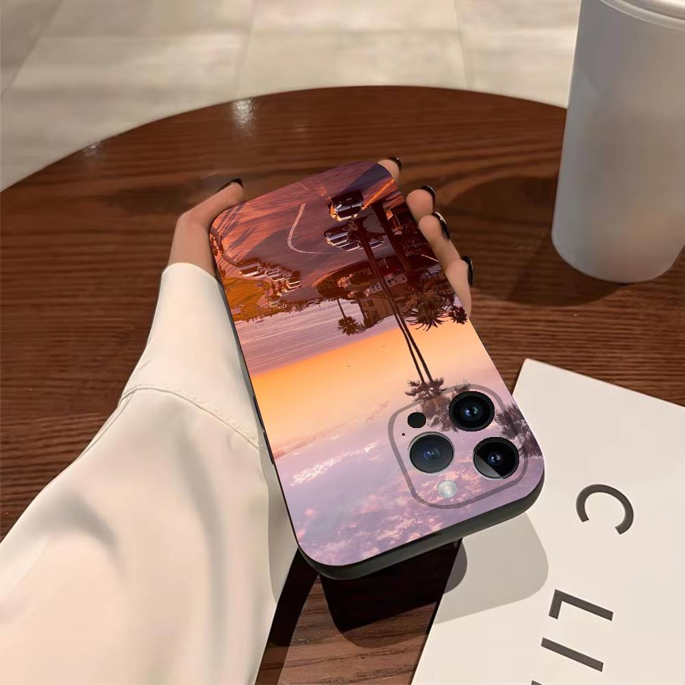

Seaside Station Phone Case For iPhone 17,16,15,14,13,12,11,Pro,X,XS,Max,Plus Soft Black Cover iPhone16