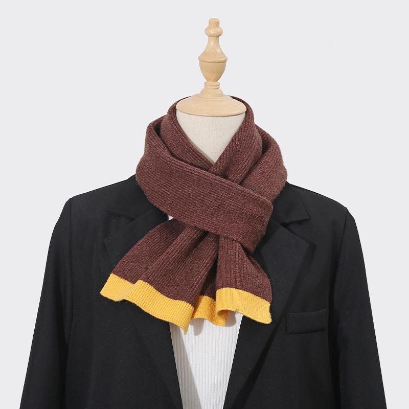 New Style Knitted Wool Long Scarf for Women Solid Color Border Thickened Versatile Winter Warm Neck Scarf