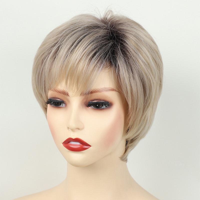 

Синтетические парики пикси женские короткие стрижки парик с челкой натуральная прическа парики для мамы омбре блонд градиент цвета