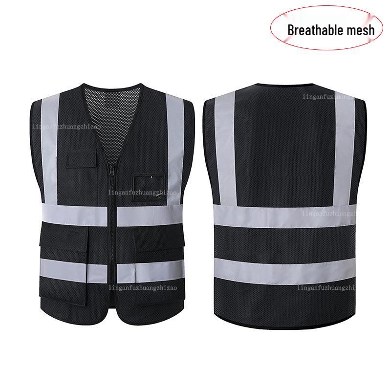 Multi-Pocket Reflective Vest for Sanitation & Construction with Printing