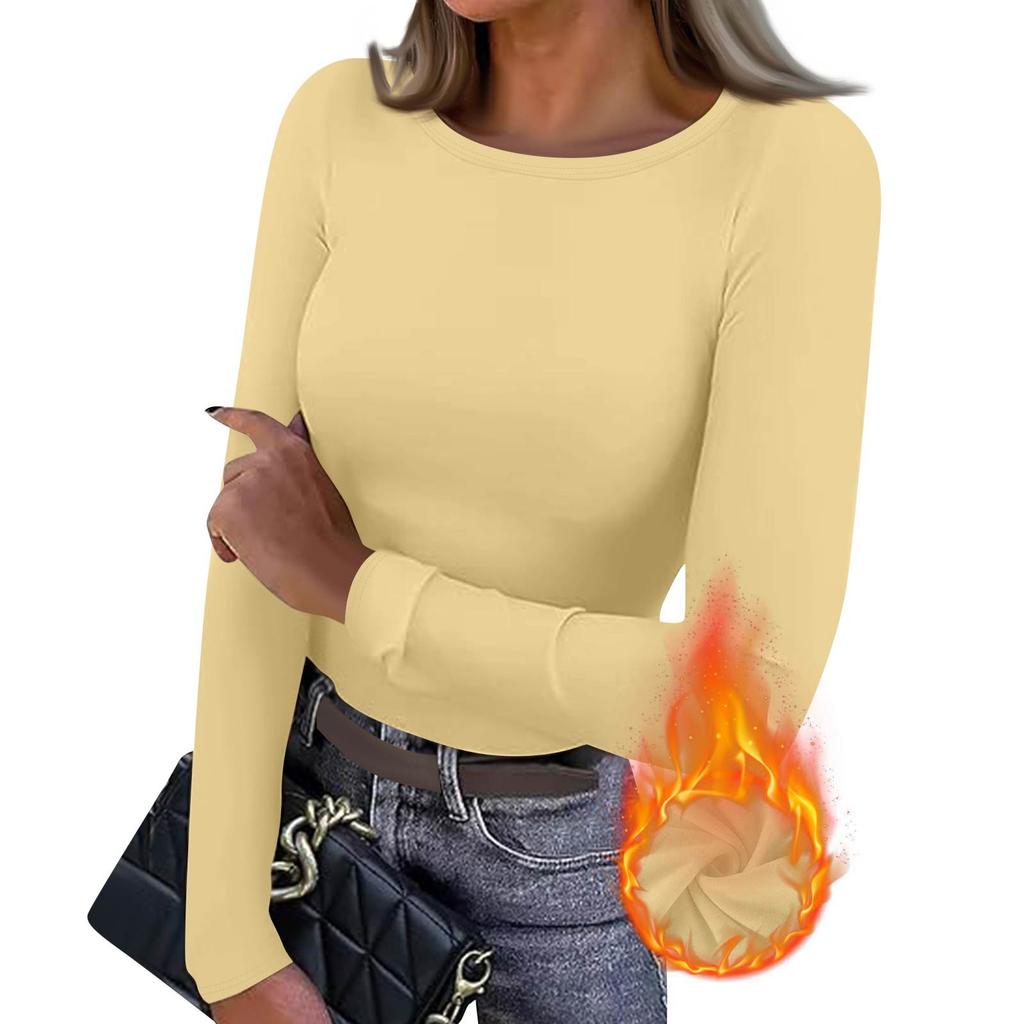 Women's  Slim Bottom T-shirt Fashion Casual Solid Color V-Neck Pullover Long Sleeve Top