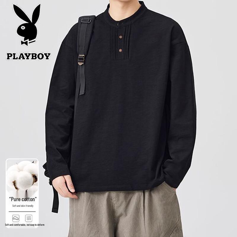 PLAYBOY Men's Long-Sleeve Henley T-Shirt