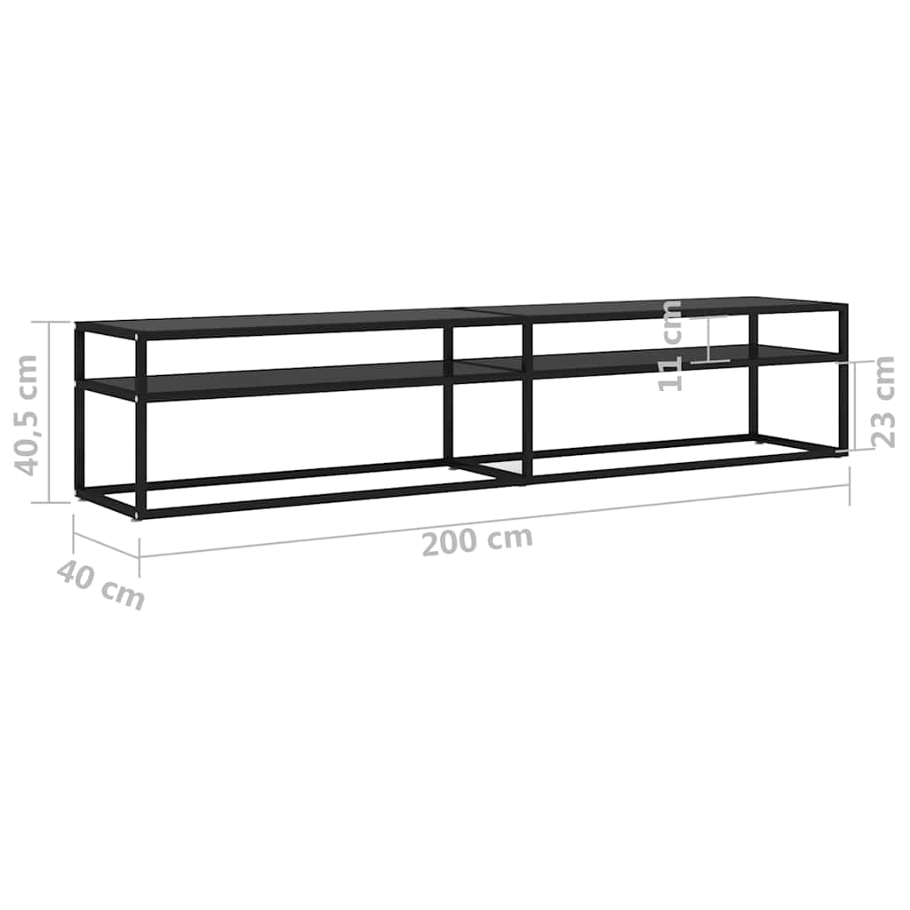 Vidaxl Szafka Pod Tv, Czarna, 200X40X40,5 Cm, Hartowane Szkło