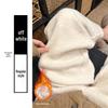 Women's Off-White Wool Blend Wide-Leg Pants: Autumn/Winter Style, Relaxed Fit, Fleece-Lined, Floor-Length Knit