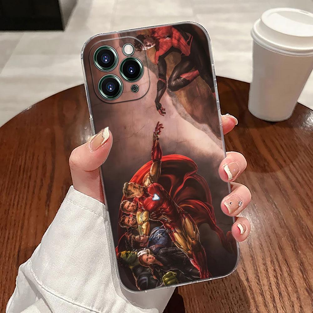 Marvel Oil Painting Transparent Phone Case For iPhone 17 Pro Max 17E 11 12 13 14 15 16 Pro Max Plus 17 Air 16E 7 XS Soft Cover