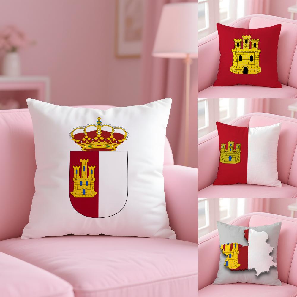 Castile La Mancha Spain Cushion Cover Soft Short Plush Double-Sided Printing Home Decor Machine Washable Pillow Case Gift