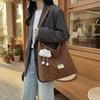 Cute bow canvas tote bag women's leisure large capacity shoulder bag student commuter messenger bag
