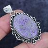 Natural Purpurite Gemstone Handmade 925 Sterling Silver Pendant 2.05" ETC-14216