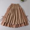 Japan Style Mori Girl Lace Patchwork Linen Skirt Literature Embroidery Double Inner Lining A-line Skirt Spring