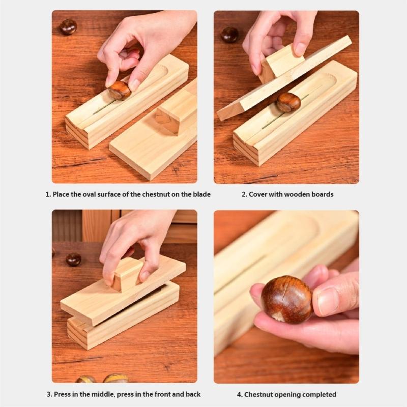 Classical Wooden Nut Cracker Tool Manual Chestnut Peeler Opener with Ergonomic Handle For Quick Chestnut Shell Removal