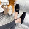 Fashion Metal Chain lambswool slippers women fur mules large size 40-43 winter shoes woman flat closed toe warm plush slides mujer 2025