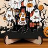 Halloween Ghost Family Sign Wooden Ghost Picture Frame Tabletop Decoration for Halloween Farmhouse Shelf Desktop Home Decor