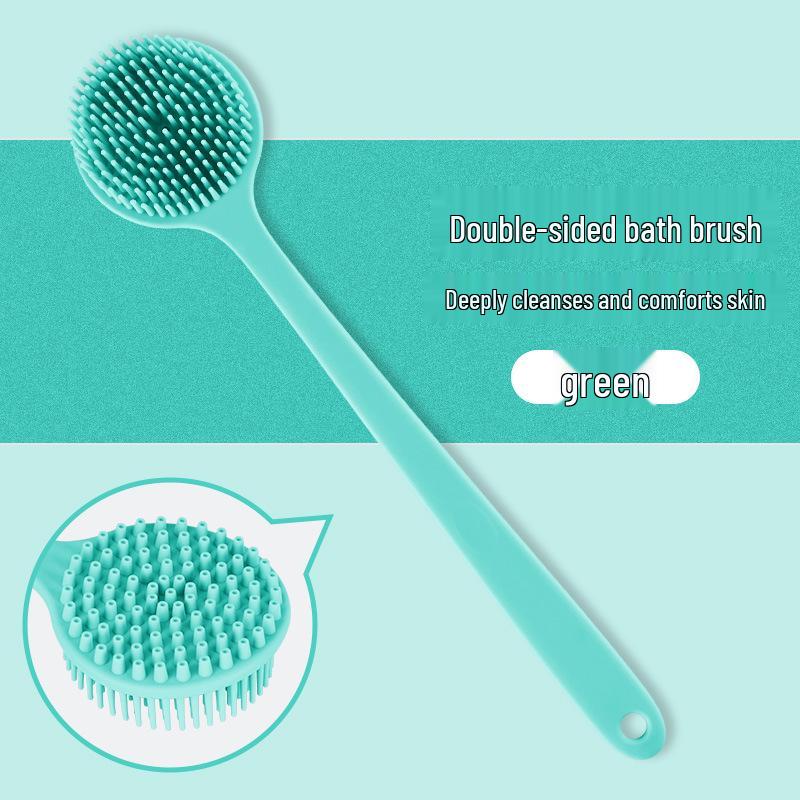 Silicone Double-Sided Bath Brush with Long Handle - Massage Back Scrubber.