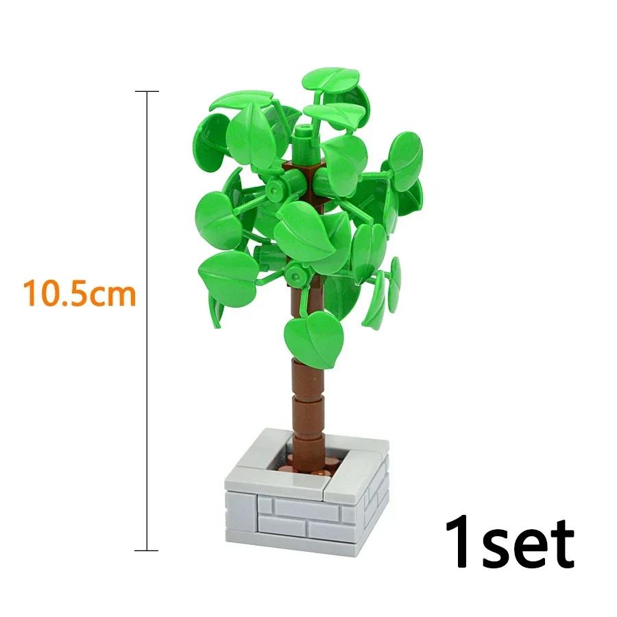 MOC Plants Accessories Bricks 3471 2435 6064 3778 City House Trees Pine Prickly Bush Green Grass Military Building Toys