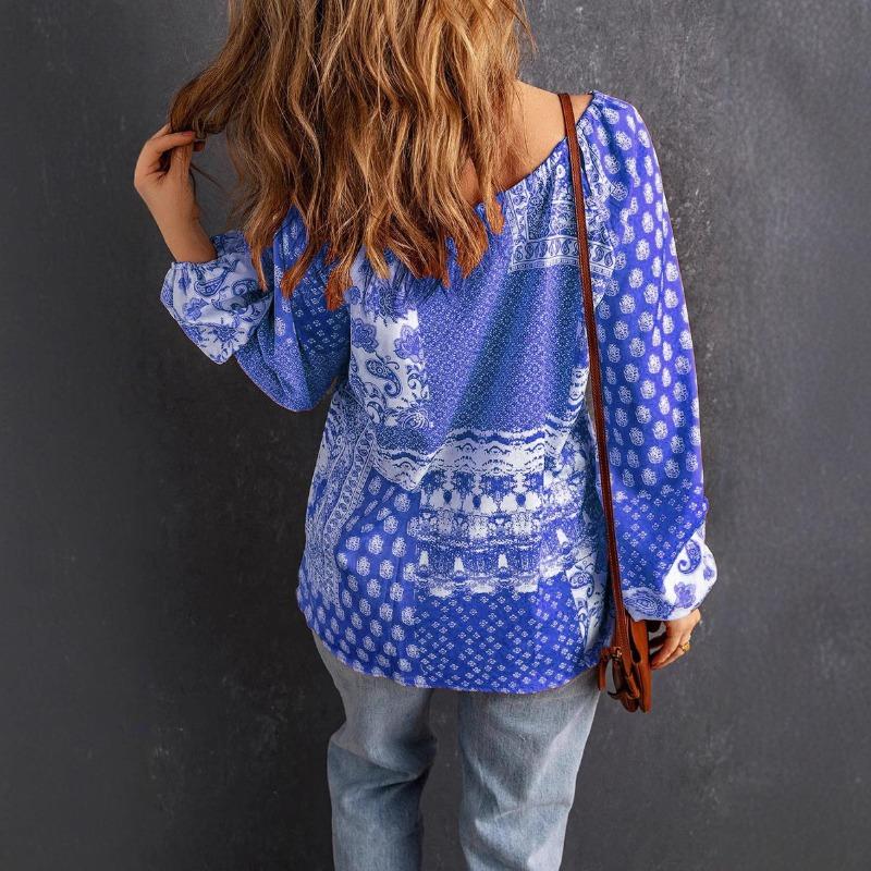 DAFIFY Damemote Uformelt vår, høst, lange armer bluser og skjorter med V-hals