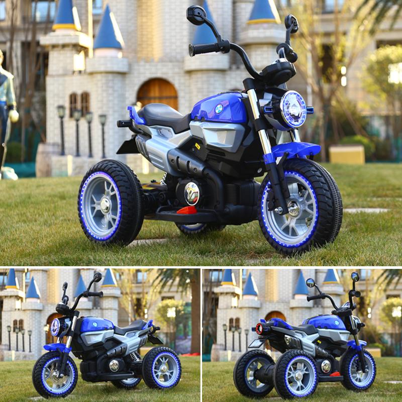 Kinder Elektro-Motorrad Dreiräder Dual Drive Kinderauto mit Fernbedienung Bluetooth Musik LED-Licht