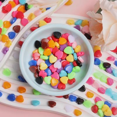 Crafted Acrylic For Jewelry Making Flat Heart Beads Handmade Supplies Candy Color Loose Beads DIY Accessories 300pcs  Home