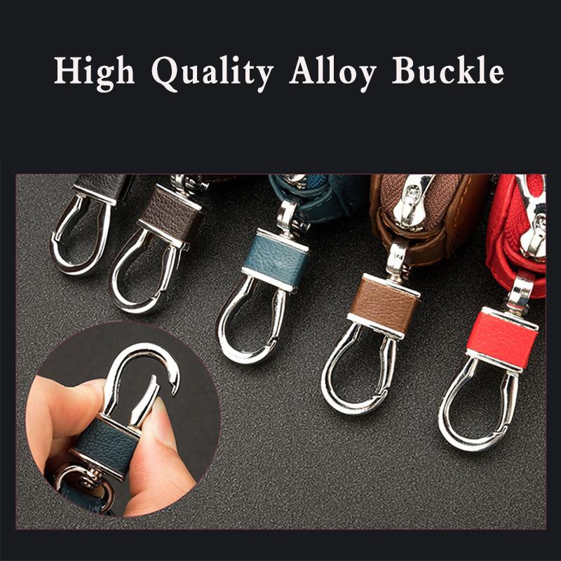 Custom 3D Logo Car Key Case Cover Shell Holder Leather Zipper Bag KeyChain Case Bag Wallets for All Car Accessories