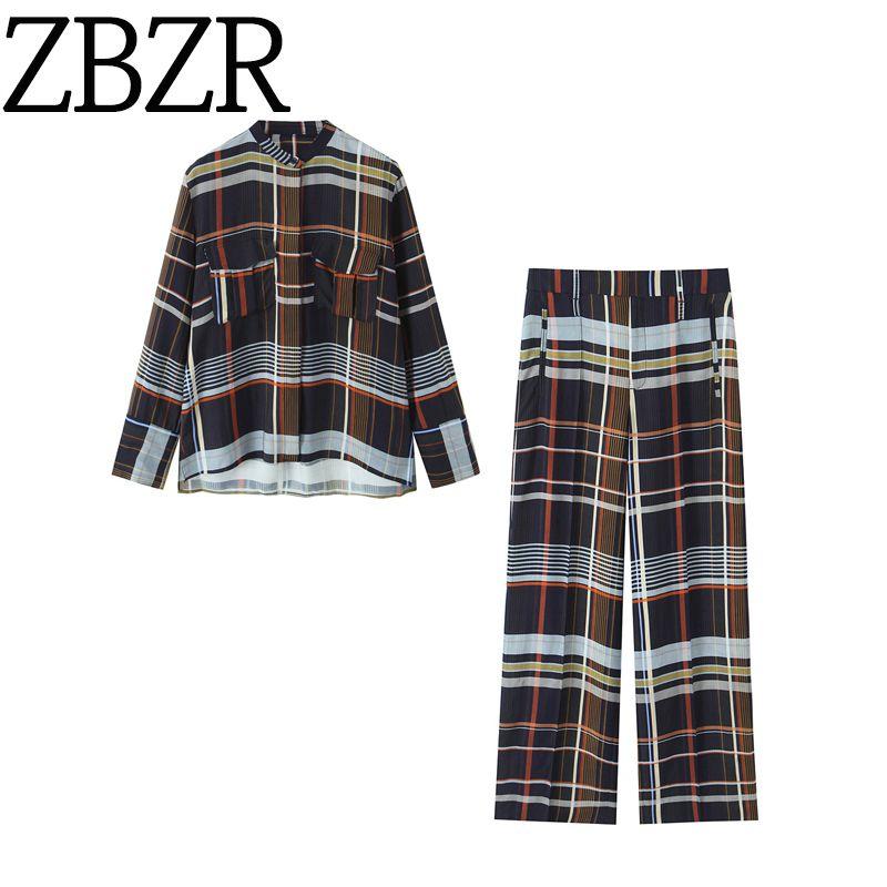 Za Autumn New Arrivals Women's Clothing Zr European and American Style Fashion Versatile Plaid Pocket Shirt Casual Pants 8380033