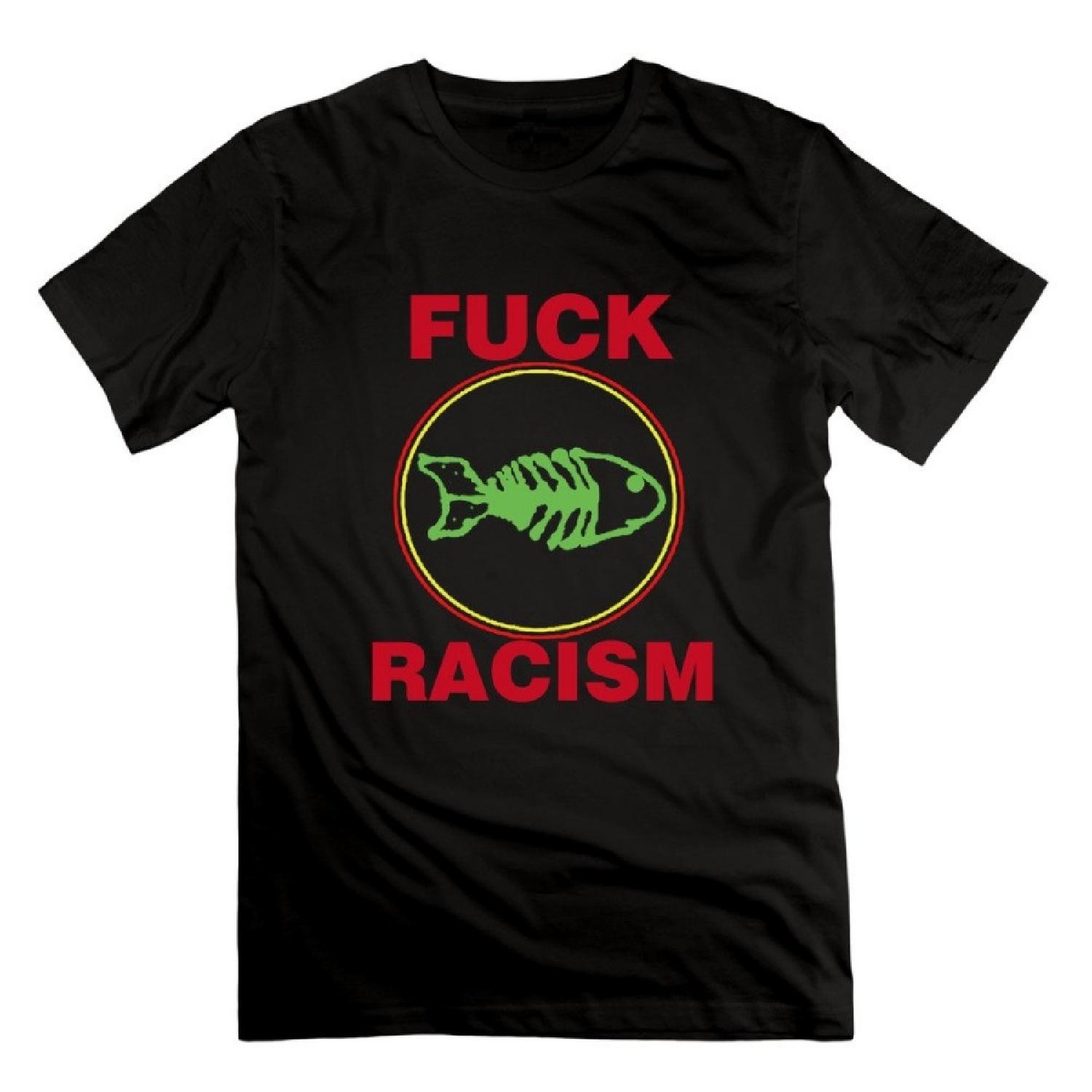 SYA Men s Fuck Racism Fishbone Tee X-Large Black Cool S