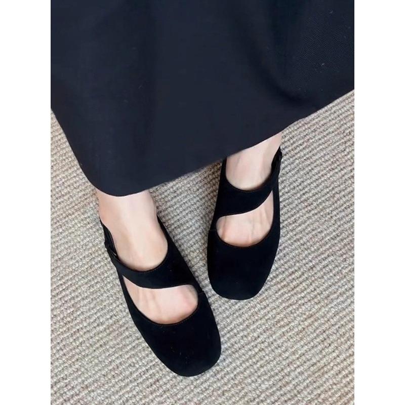 Sheepskin~ Retro leather flat-soled ballet shoes for women are versatile with shallow mouth Mary Jane shoes for women